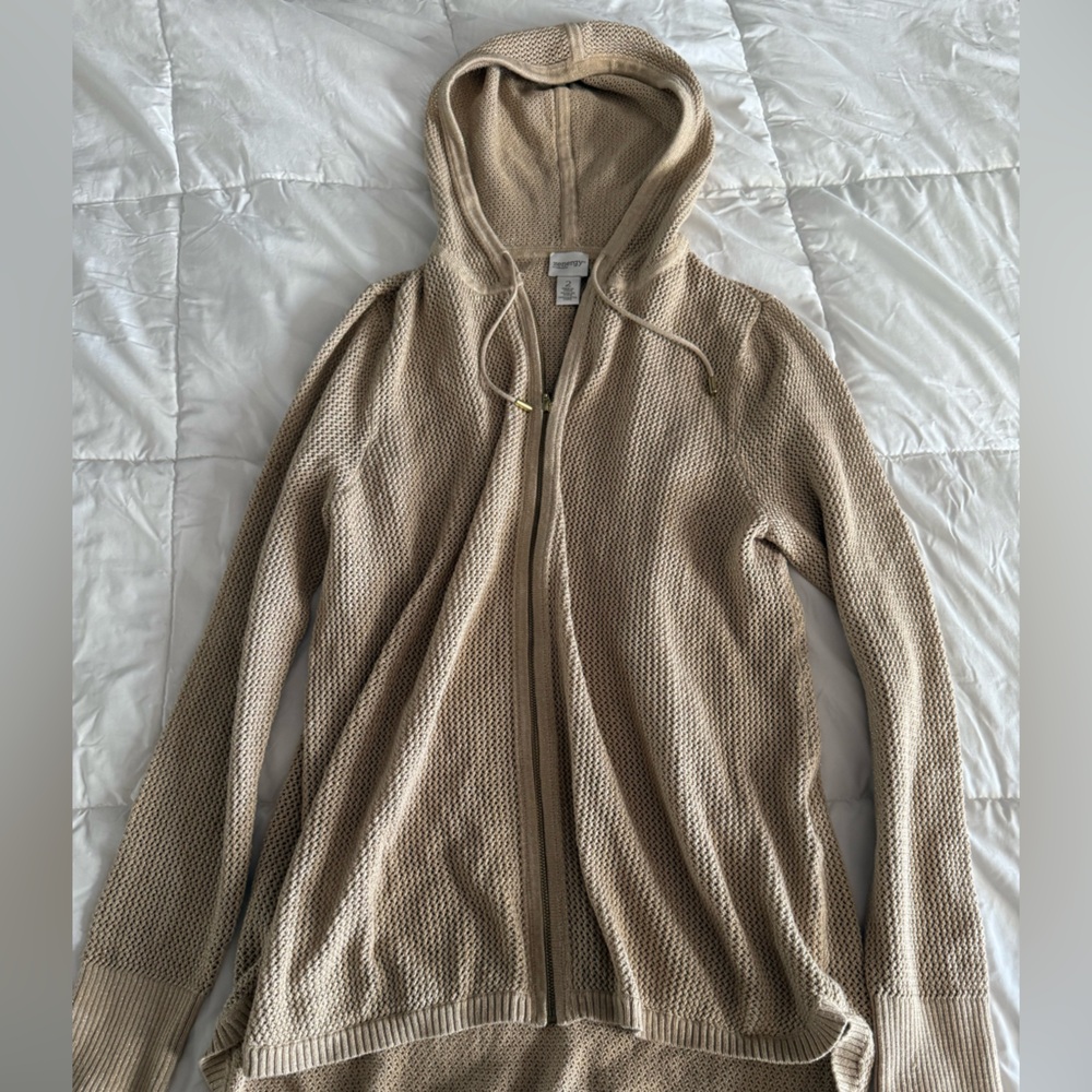 Women's Tan Hooded Cardigan